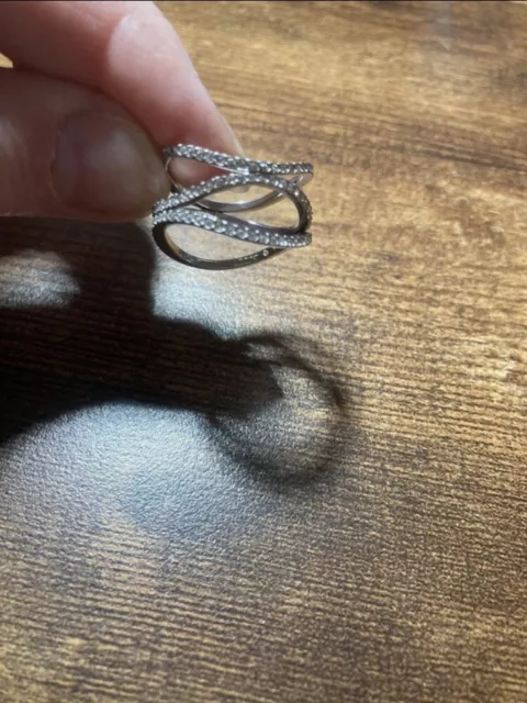 Michael Kors Silver Tone Crystal Faux Triple Ring