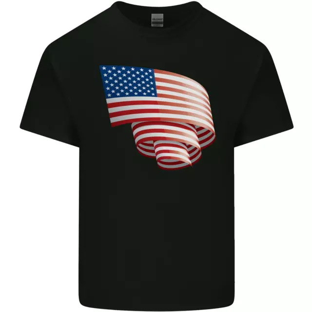 Curled USA Flag Independence Day Football Mens Cotton T-Shirt Tee Top