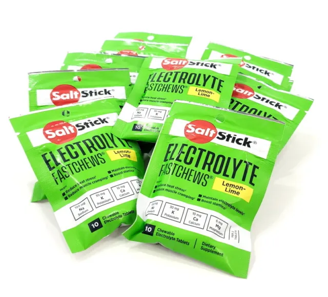 SaltStick Fastchews Chewable Electrolyte tablets POP Box of 12 Packs Lemon-Lime