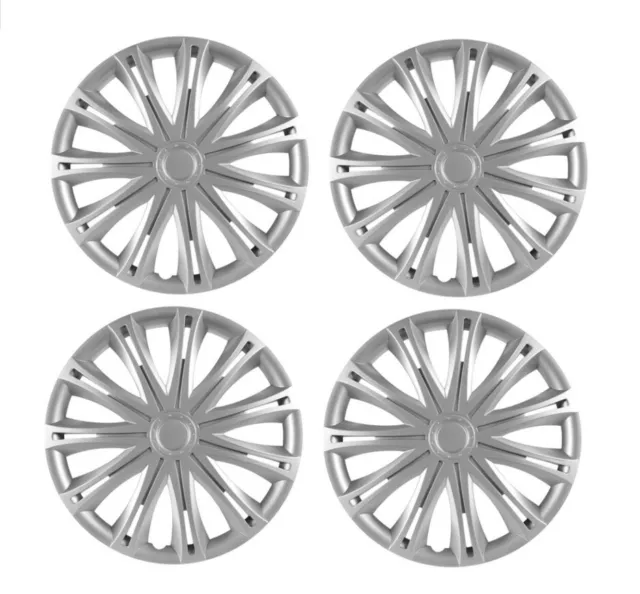 4 Pcs Set 14"  Wheel Trims Covers Silver Hub Caps 14 Inch Wheel Caps New