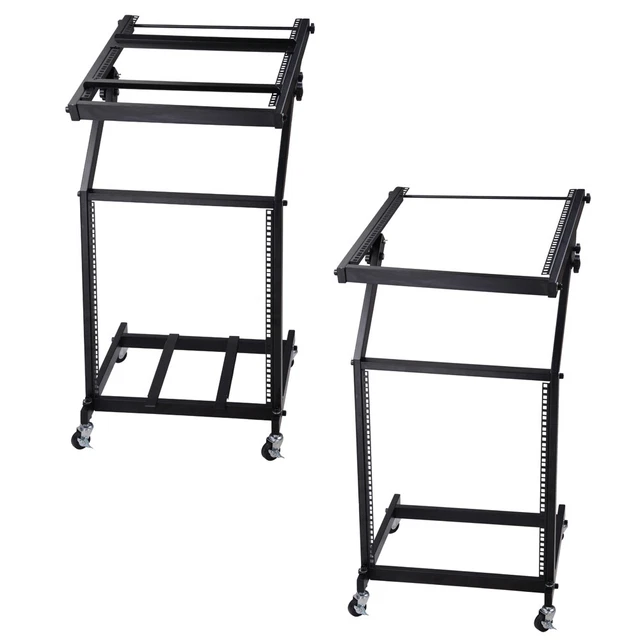19& DJ RACK Mount Studio Mixer Stand Rolling Cart Party Stage Club 9U