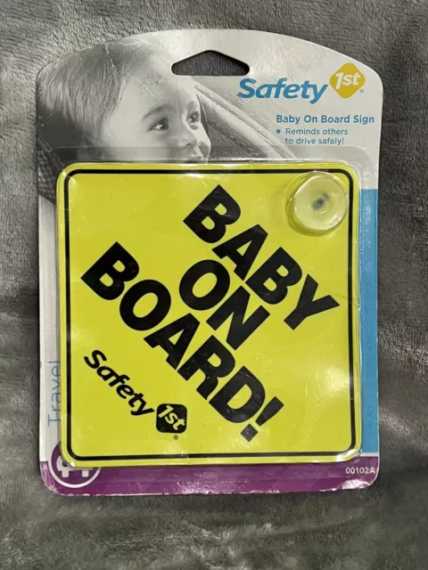 Safety 1st Baby On Board Sign Yellow Brand New In Package With Suction Cup