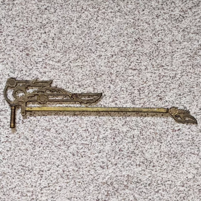 Vintage Victorian Swing Arm Curtain Rod Ornate Cast Iron Art Deco Numbered