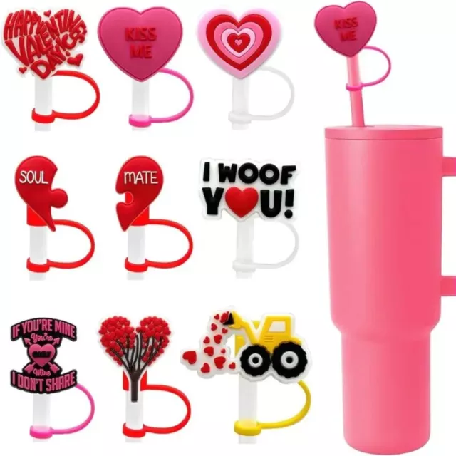 Cute Straws Tips Cover Reusable Straw Charms Valentine Straw Cover  Decoration