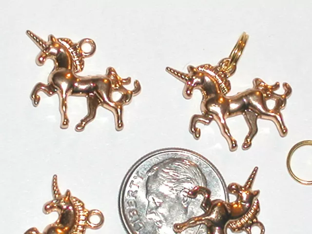 2pc Miniature little Gold plated Magical Fairy Unicorn Pendant rare charms