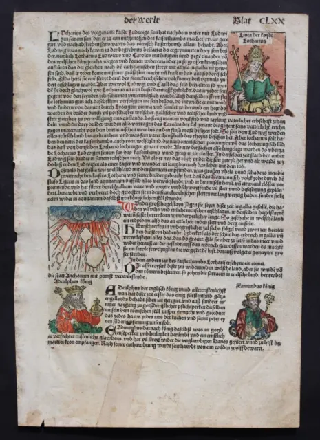 Inkunabel,Schedel Weltchronik,Koloriert,Deutsche Ausgabe Blatt Clxx ,1493,Rar