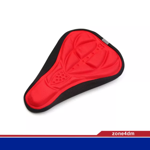 1 housse de coussin de selle de siège en silicone gel doux rouge 3D pour vélo