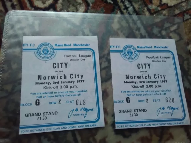 Manchester City v Norwich City 1976-77 tickets