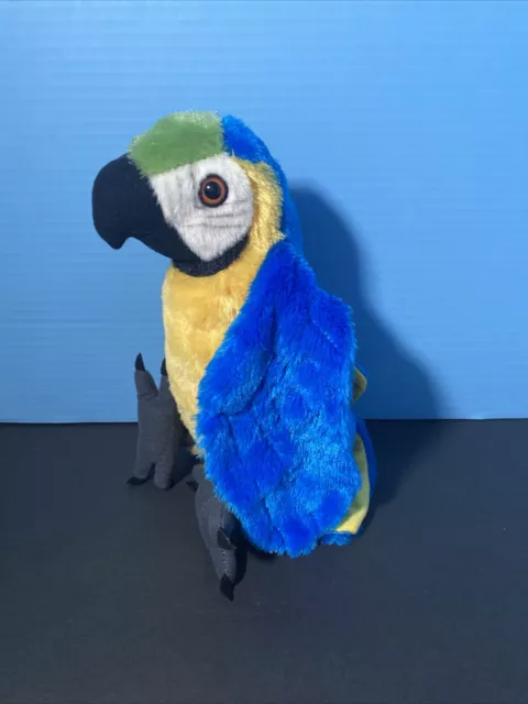 Wild Republic Plush Bird Macaw Parrot Blue Yellow 12” Beanie Stuffed Animal Toy