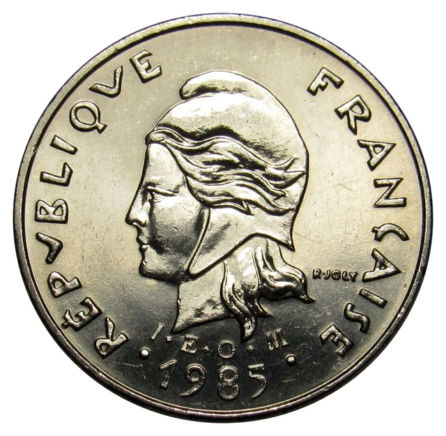 French Polynesia 10 Francs coin 1985 km#8 Trial mask AU-UNC