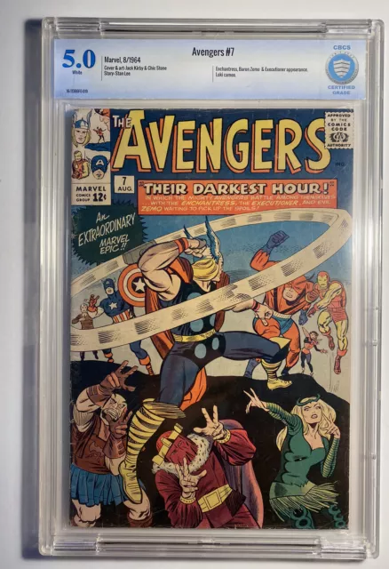 Avengers #7 CBCS 5.0 WH [Marvel 1964] Baron Zemo and Loki appearance