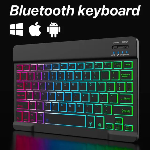 QWERTZ Beleuchtet Bluetooth Tastatur Für iPad Android & Windows IOS Tablet iPad