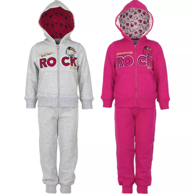 Nuovo Tuta da Jogging Set Casual Ragazza Hello Kitty Rosa Grigio 98 104 116 128