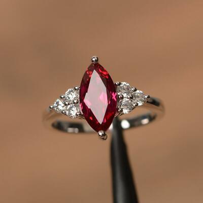 Natural Red Ruby July Birthstone Gemstone 925 Sterling Silver Ring Gift For Her