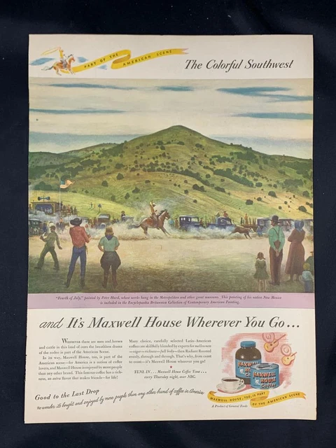 Magazine Ad* - 1943 - Maxwell House Coffee - Peter Hurd artwork