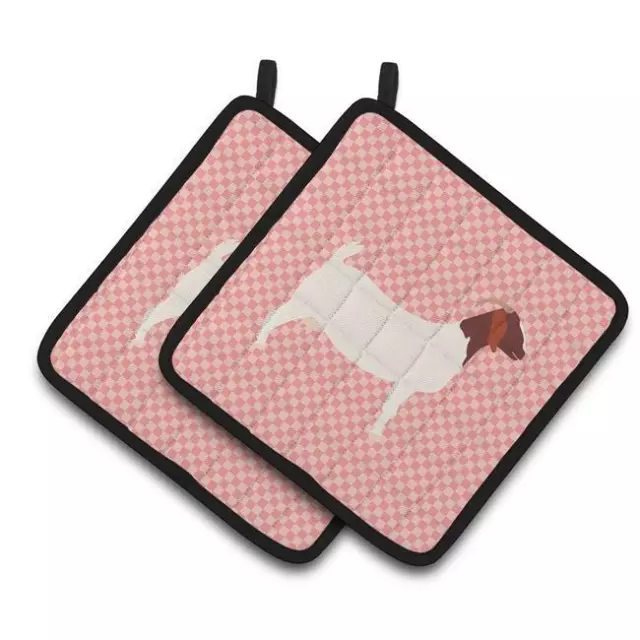 Carolines Treasures BB7886PTHD Boer Goat Pink Check Pair of Pot Holders