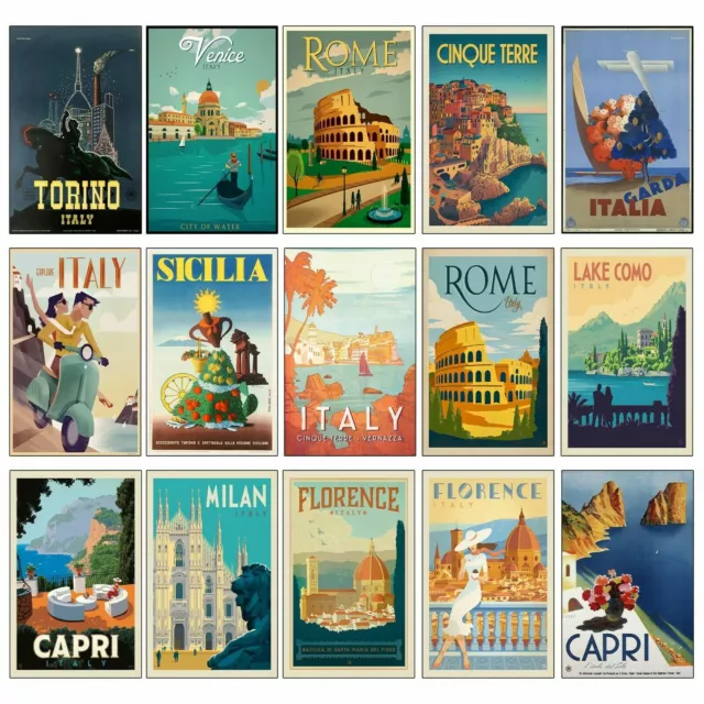 Vintage CLASSIC ITALY Travel Retro Posters Prints Art Tourism Holiday Home Deco