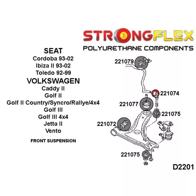 Boccole Della Bielle anteriore per VW Caddy-Golf-Jetta-Vento 2