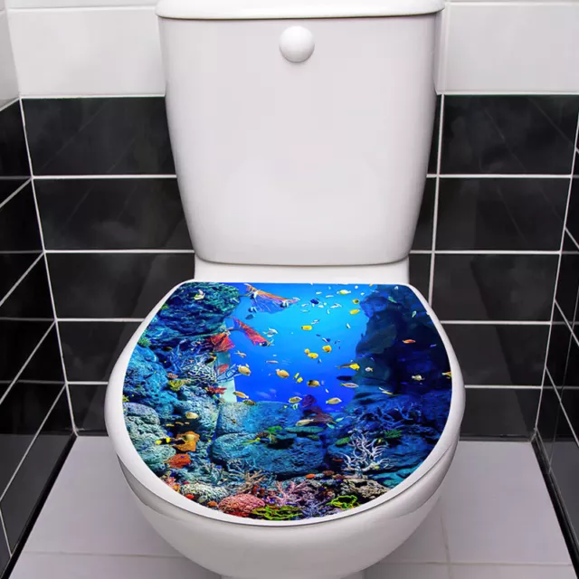 1 pz adesivo da parete sedile WC 3D carta da parati arte decalcomanie bagno autoadesivo