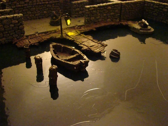 Lake set Dwarven forge Miniature Modelism hand-painted Lighted lanterns d&d Lake set Dwarven forge Miniature Modelism hand-painted Lighted lanterns d&d