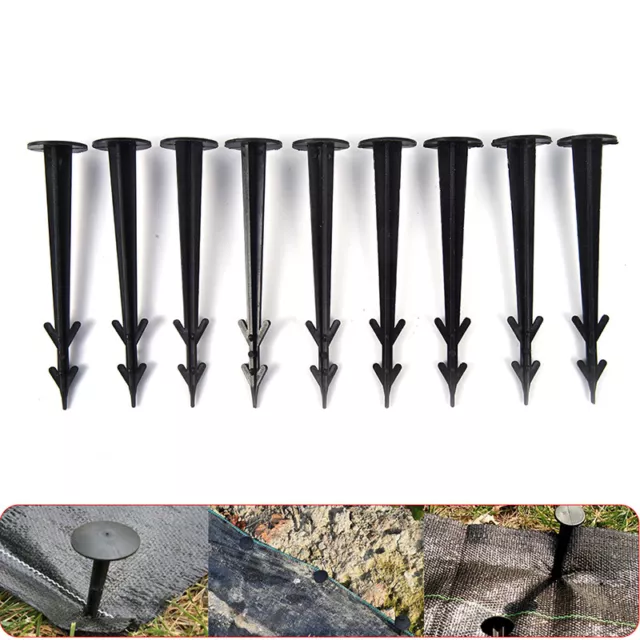 50Pcs Black Plastic Garden Stakes Pegs Ground Nail Fixed Pegs Anti Insect WF*tz