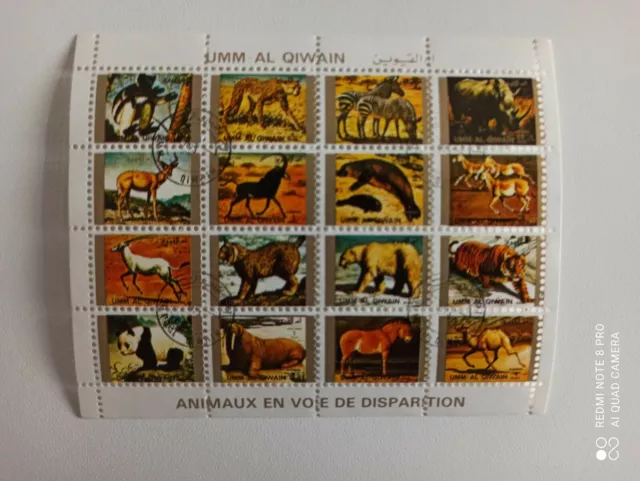 1 Kleinbogen Briefmarken  Wildtiere UMM AL QIWAIN  Mi-Nr. 1370-1385 Tiere