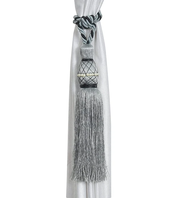 Beautiful Polyester Tassel Rope Curtain Tieback color Grey Motijal set of 2 Pcs