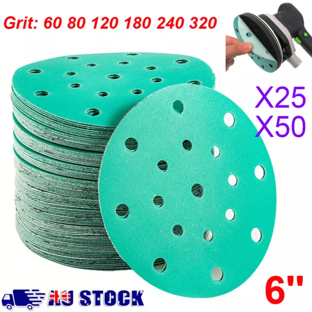 150mm 6" Sanding Discs Pads Sander Abrasive Hook&Loop Orbital Sandpaper 60-320G