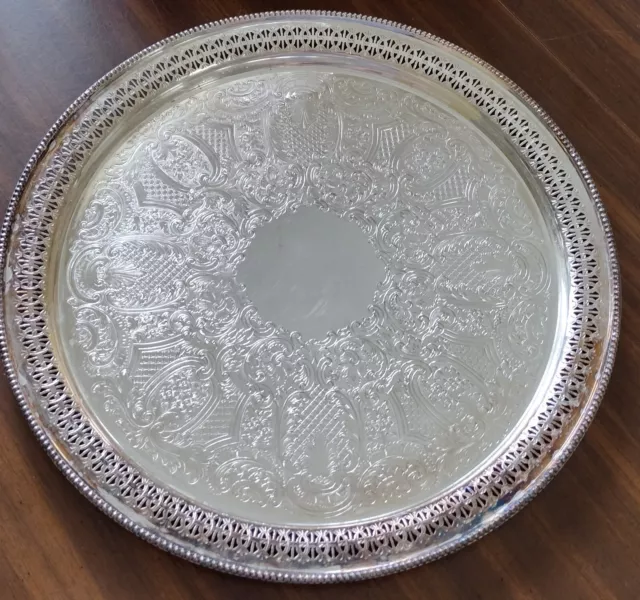 Barker Brothers 13" Silver Plated Ornate Serving Tray/Platter England