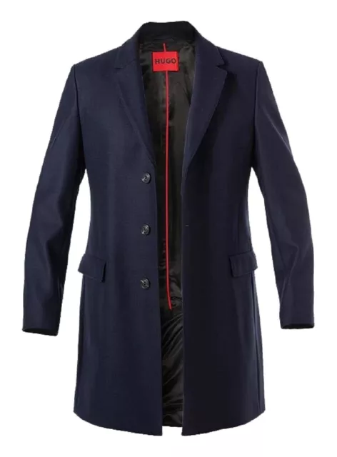 Cappotto Hugo Boss uomo 50495214405 blu misto lana cashimere monopetto chiusura