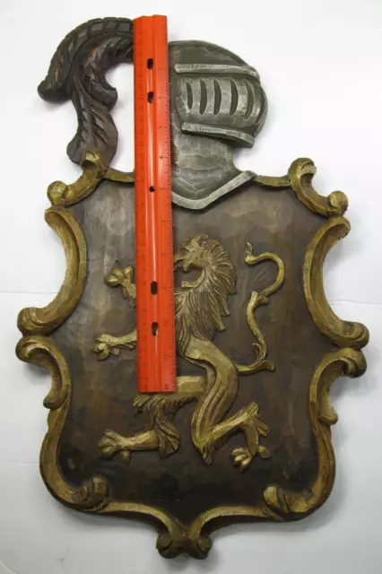 Medieval Knight's Helmet with Griffin Wall Plaque Hanging Made in Spain VTG 2