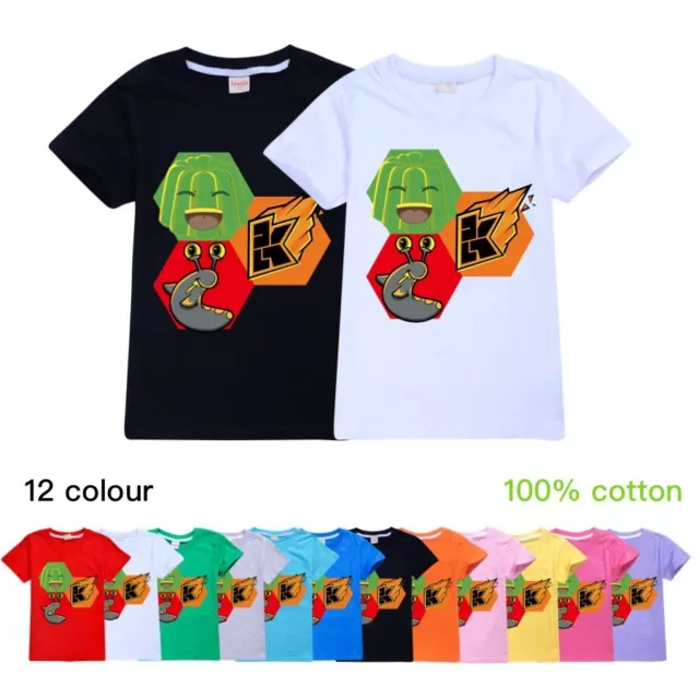 New Children's SLOGOMAN HOODY YouTube Short Sleeve T-shirt Cotton Top 2-14Y