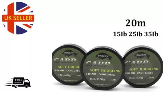 Soft Hook Link Carp Fishing Line 8 Braid Line for Hair Rigs 20m Camo Brown 2
