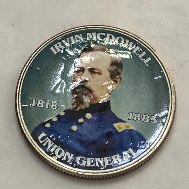 Colorized Kennedy half dollar. IRVIN MCDOWELL 1818-1885. UNION GENERAL #76