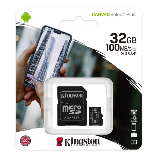 Kingston Canvas Select Plus Micro SD Card with SD Adapter, UHS-I Class 10