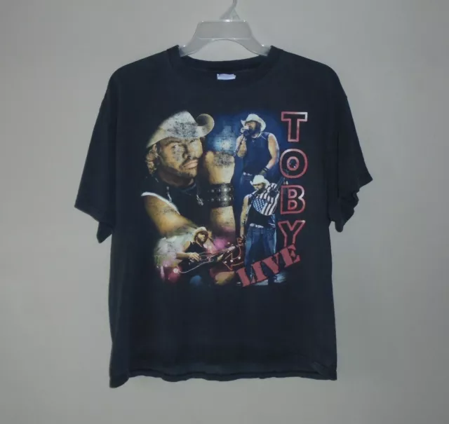 2005 Toby Keith Live Honky Tonk U Distressed Black Shirt XL