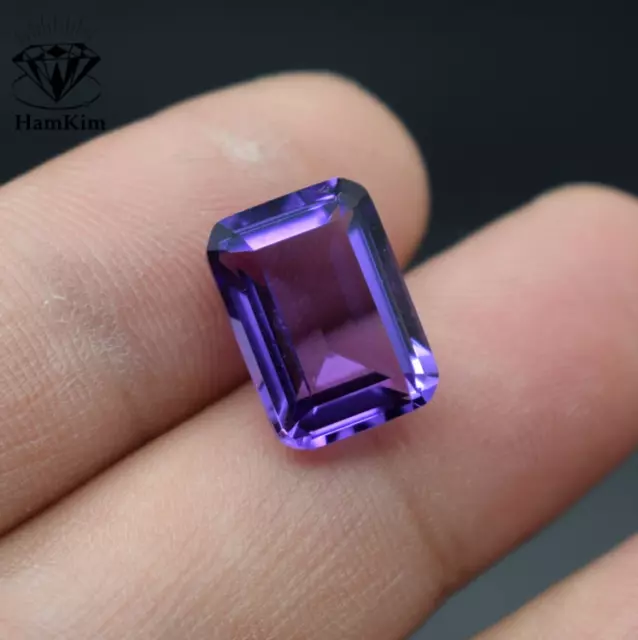 Natural Emerald Purple Amethyst 8x10mm 5.32ct Faceted Cut AAA VVS Loose Gemstone