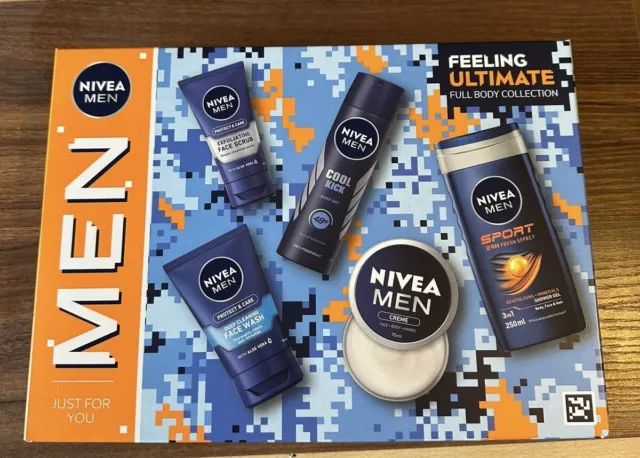 Nivea Men’s Ultimate Full Body Set Shower Gel, Deodrant Cream, Face Wash & Scrub