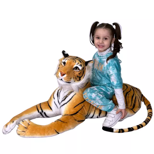 Géant Tigre Marron Peluche XXL Couché 110cm