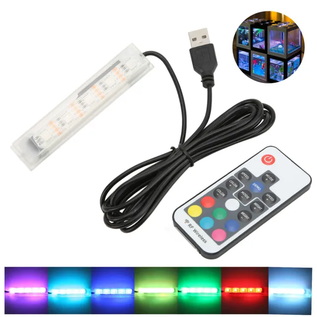 1pc Small LED Fish Tank Light with Remote Control Submersible Aquarium Light New 2