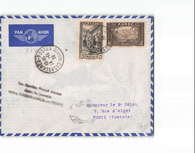 12897 MAROC CASABLANCA TO TUNIS 1er service postal aerienne 