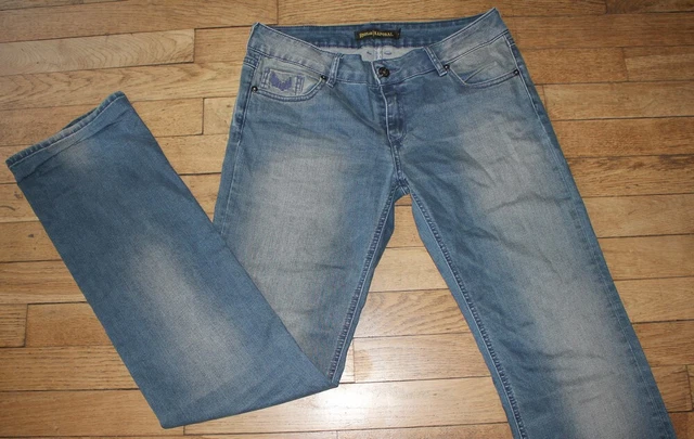 Jeans Kaporal Femme Taille 37 (W27) Slim Noir Délavé - Occasion Très Bon état