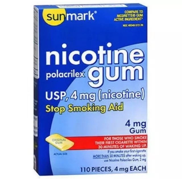 Sunmark Nicotine Polacrilex Gum 4 mg Count of 110 By Sunmark (Original Flavor)