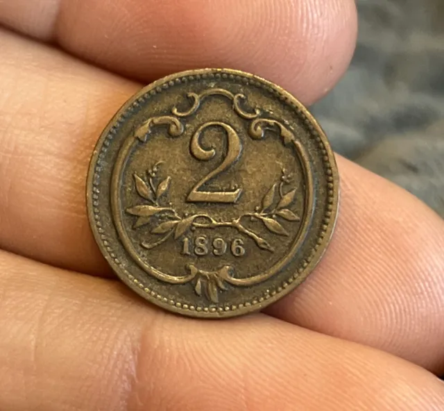 1896 AUSTRIA 2 HELLER COIN Antique