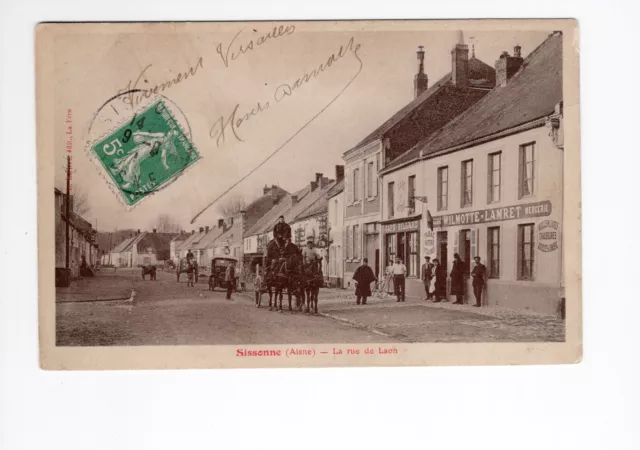 SISSONNE Aisne 02 La rue de Laon WILMOTTE LAMRET  TB 2 scans