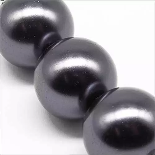 Lot de 10 Perles Nacrées en Verre 16mm Anthracite