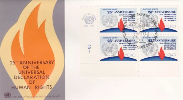 L75 - Enveloppe 1Er Jour - Nations Unies - Declaration Of Human Rights - 1973 .