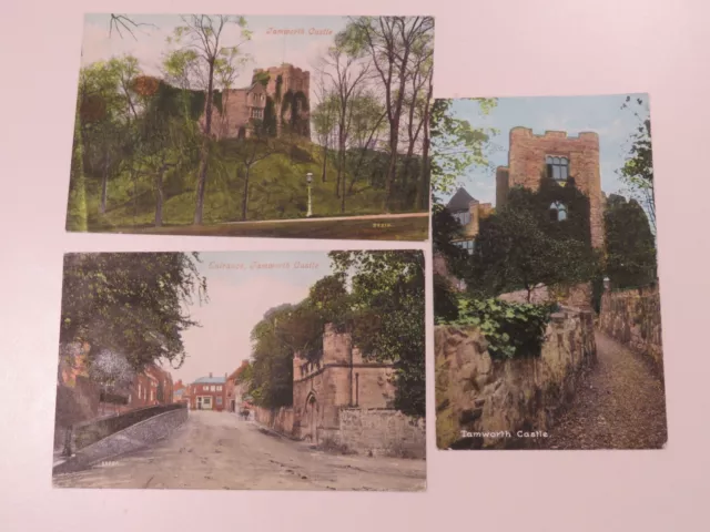 3 Vintage c1910s Tamworth Castle Real Photo Postcards