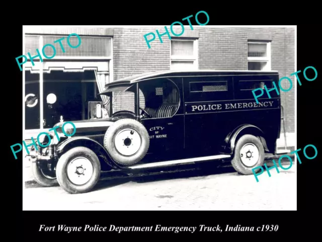 Old Large Historic Photo Of Fort Wayne Indiana The Police Department Truck 1930