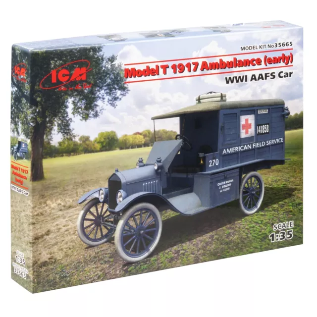 ICM 35665 Plastic model kit Car 1:35 Model T 1917 Ambulance (early), WWI AAFS